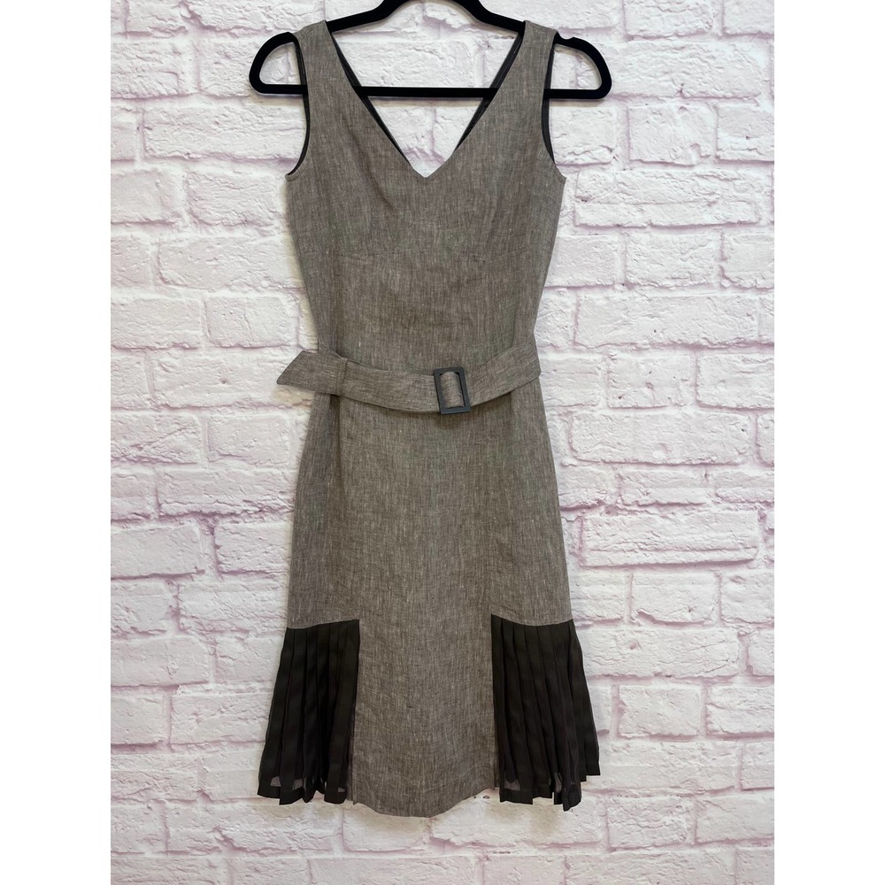 Antonio Melani 100% Linen Belted Fit And Flare Dress Size 0